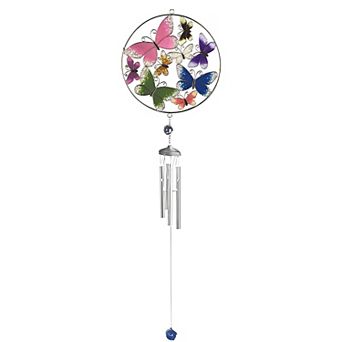 FC Design 34" Long 9 Butterfly Suncatcher Wind Chime with Gem Perfect Gifts for Holiday Patio Garden Decor
