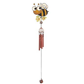 FC Design 31" Long Yellow Bee Wind Chime with Copper Gem Perfect Gifts for Holiday Patio Garden Decor