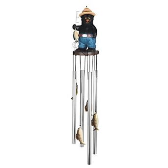 FC Design 23" Long Fishing Bear Round Top Wind Chime Perfect Gifts for Holiday Patio Garden Decor