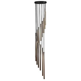 FC Design 37" Long Wood Top Spiral Silver Wind Chime Perfect Gifts for Holiday Patio Garden Decor