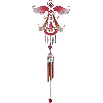 FC Design 33" Long Red Angel Copper and Gem Wind Chime Garden Patio Decoration Perfect Gifts for Holiday Patio Garden Decor