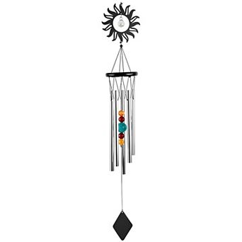 FC Design 34" Long Metal Black Sun Wind Chime Perfect Gifts for Holiday Patio Garden Decor