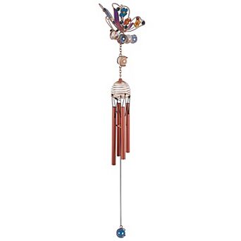 FC Design 20" Long Butterfly Wind Chime with Copper Gem Perfect Gifts for Holiday Patio Garden Decor