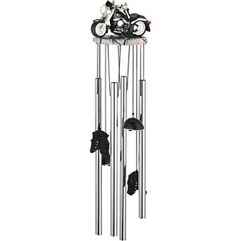 FC Design 23" Long Round Top Black Motorcycle Wind Chime Perfect Gifts for Holiday Patio Garden Decor