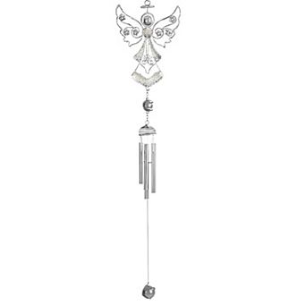 FC Design 23" Long Silver Angel Copper and Gem Wind Chime Garden Patio Decoration Perfect Gifts for Holiday Patio Garden Decor