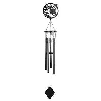 FC Design 40" Long Metal Black Butterfly Wind Chime Perfect Gifts for Holiday Patio Garden Decor