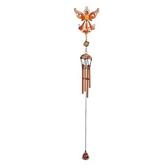 FC Design 18" Long Orange Angel Copper and Gem Wind Chime Garden Patio Decoration Perfect Gifts for Holiday Patio Garden Decor