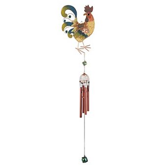 FC Design 31" Long Rooster Copper and Gem Wind Chime Garden Patio Decoration Perfect Gifts for Holiday