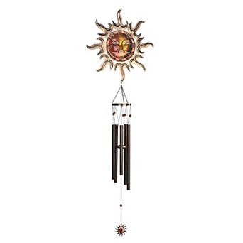 FC Design 50" L Red Mystical Gem Wind Chime with Small Dangled Sun Celestial Wind Chime Perfect Gifts for Holiday Patio Garden Decor