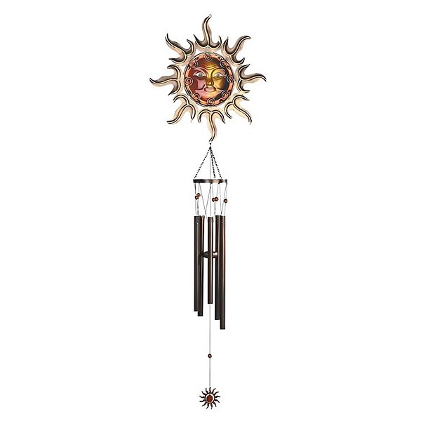 FC Design 50" L Red Mystical Gem Wind Chime with Small Dangled Sun