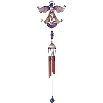 FC Design 23" Long Pueple Angel Copper and Gem Wind Chime Garden Patio Decoration Perfect Gifts for Holiday Patio Garden Decor