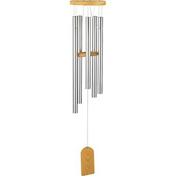 FC Design 30" Long Silver Wood Top Traditional Wind Chime Perfect Gifts for Holiday Patio Garden Decor