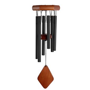 FC Design 20" Long Wooden Top Wind Chime with Black Tube Perfect Gifts for Holiday Patio Garden Decor