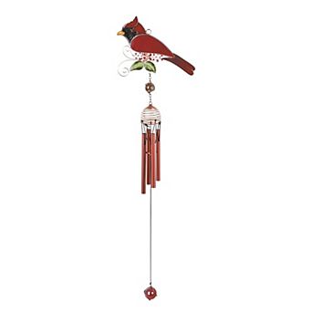 FC Design 26" Long Northern Cardinal Wind Chime with Gem Garden Patio Decoration Perfect Gifts for Holiday Patio Garden Decor