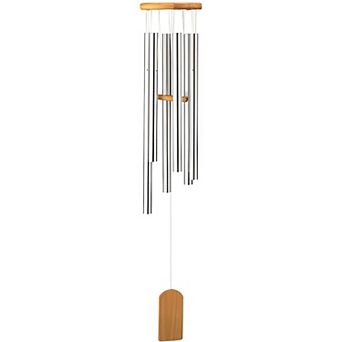 FC Design 38" Long Silver Wood Top Traditional Wind Chime Perfect Gifts for Holiday Patio Garden Decor