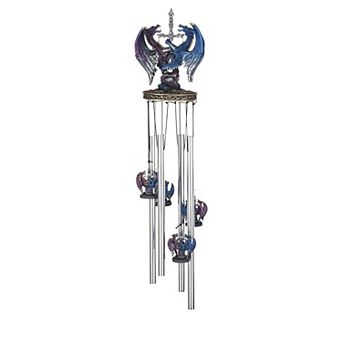 FC Design Round Top Dragon PP/Blue Sword Wind Chime Perfect Gifts for Holiday Patio Garden Decor