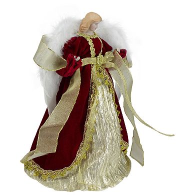 14" Red and Gold Traditional Angel Christmas Tree Topper - Unlit