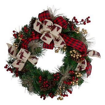 Bows and Berries Artificial Christmas Wreaths - 24-Inch Unlit