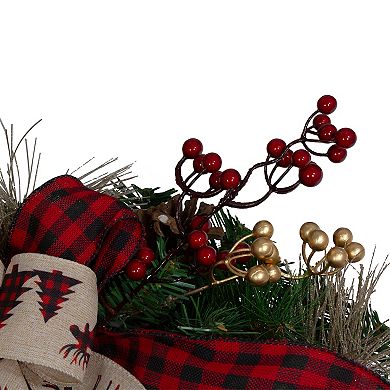 Bows and Berries Artificial Christmas Wreaths - 24-Inch Unlit