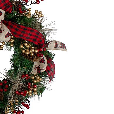 Bows and Berries Artificial Christmas Wreaths - 24-Inch Unlit