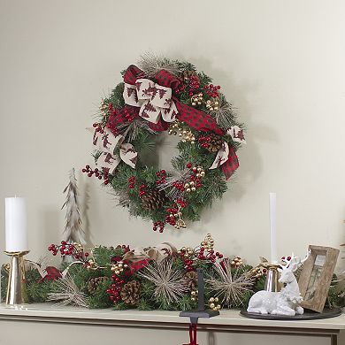 Bows and Berries Artificial Christmas Wreaths - 24-Inch Unlit