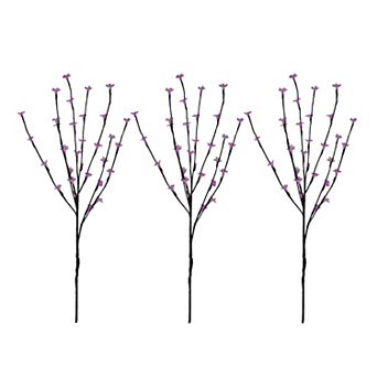 Set of 3 Pre-Lit Cherry Blossom Artificial Tree Branches 72 Pink LED Lights