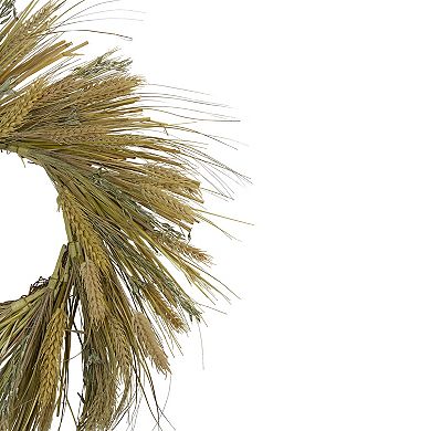 Wheat and Straw Stalks Artificial Wreath  22-inch Unlit