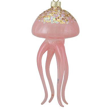 4.75" Transparent Pink Jellyfish Glass Christmas Ornament
