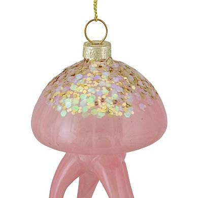 4.75" Transparent Pink Jellyfish Glass Christmas Ornament