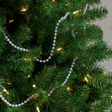33' x 0.25" Clear Iridescent Beaded Artificial Christmas Garland - Unlit