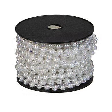 33' x 0.25" Clear Iridescent Beaded Artificial Christmas Garland - Unlit