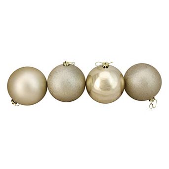 4 ct Champagne Gold Shatterproof 4-Finish Christmas Ball Ornaments 6" (150mm)