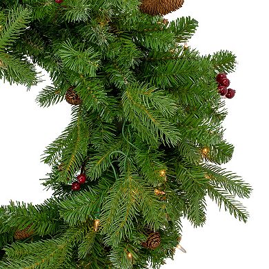 Pre-Lit Mixed Winter Berry Pine Artificial Christmas Wreath - 24-Inch Clear Lights
