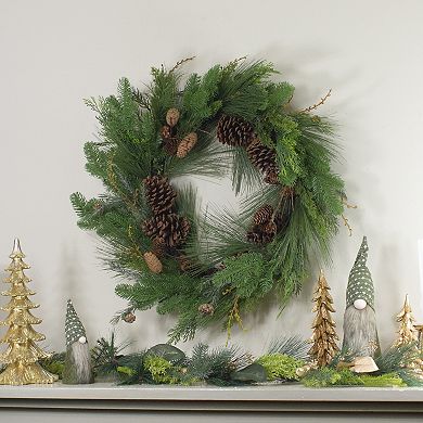 Pine Cone and Cedar Artificial Christmas Wreath - 32-Inch Unlit