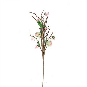 33" Cream White and Pink Artificial Spring Floral Pick
