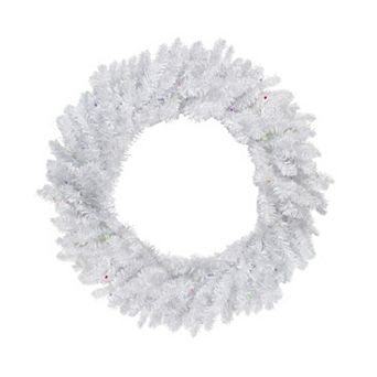 30" Pre-Lit LED Snow White Christmas Wreath - Multicolor Lights