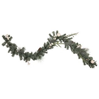 6' x 12" Pre-Lit Decorated Pine Artificial Christmas Garland Warm White LED Lights