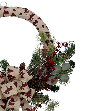 Burlap Wrapped Artificial Christmas Wreath - 24-Inch  Unlit