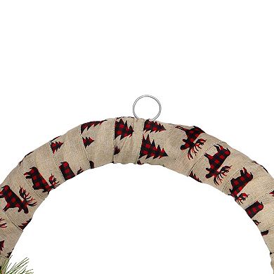 Burlap Wrapped Artificial Christmas Wreath - 24-Inch Unlit