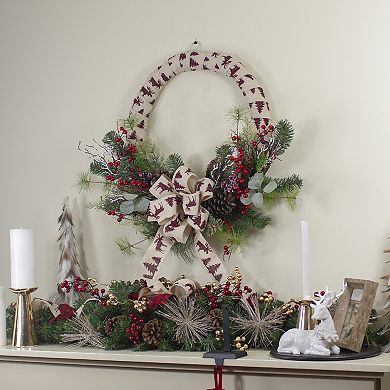 Burlap Wrapped Artificial Christmas Wreath - 24-Inch Unlit