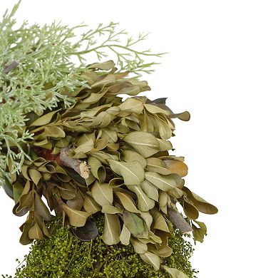 Cedar Succulent and Day Grass Artificial Spring Wreath Green -14-Inch