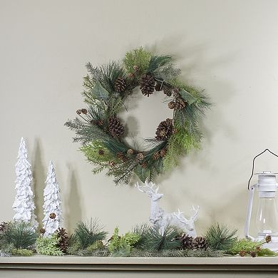 Pine Cone and Cedar Artificial Christmas Wreath - 20-Inch Unlit