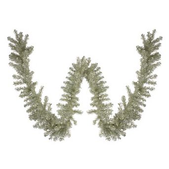 9 x 12 Pre-lit Metallic Sheer Champagne Artificial Christmas Tinsel Garland - Clear Lights