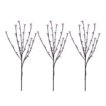 Set of 3 Pre-Lit Cherry Blossom Artificial Tree Branches 2.5' - Pink LED Lights