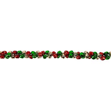 5’ Red Green and Gold Jingle Bell Christmas Garland