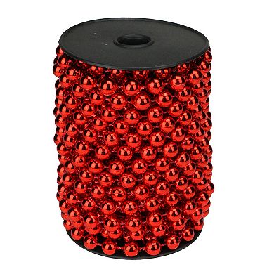 33' Shiny Red Round Beaded Christmas Garland