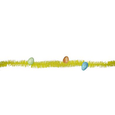 25' x 1.25" Yellow Spring Tinsel Artificial Garland with Easter Eggs - Unlit