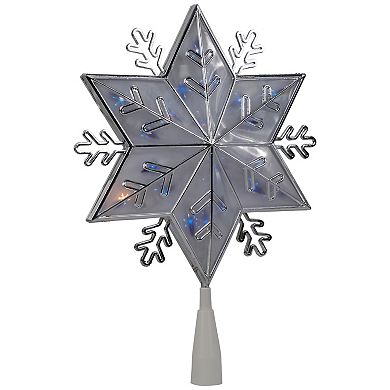 10" Lighted Silver Snowflake Christmas Tree Topper - Blue Lights