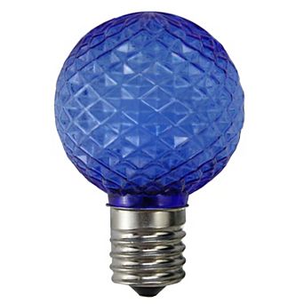 Pack of 25 LED Blue Faceted G40 Globe Christmas Replacement Light Bulbs
