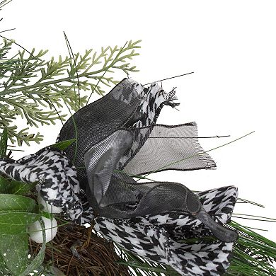 6' x 12" White Berries and Plaid Bows Artificial Christmas Garland - Unlit